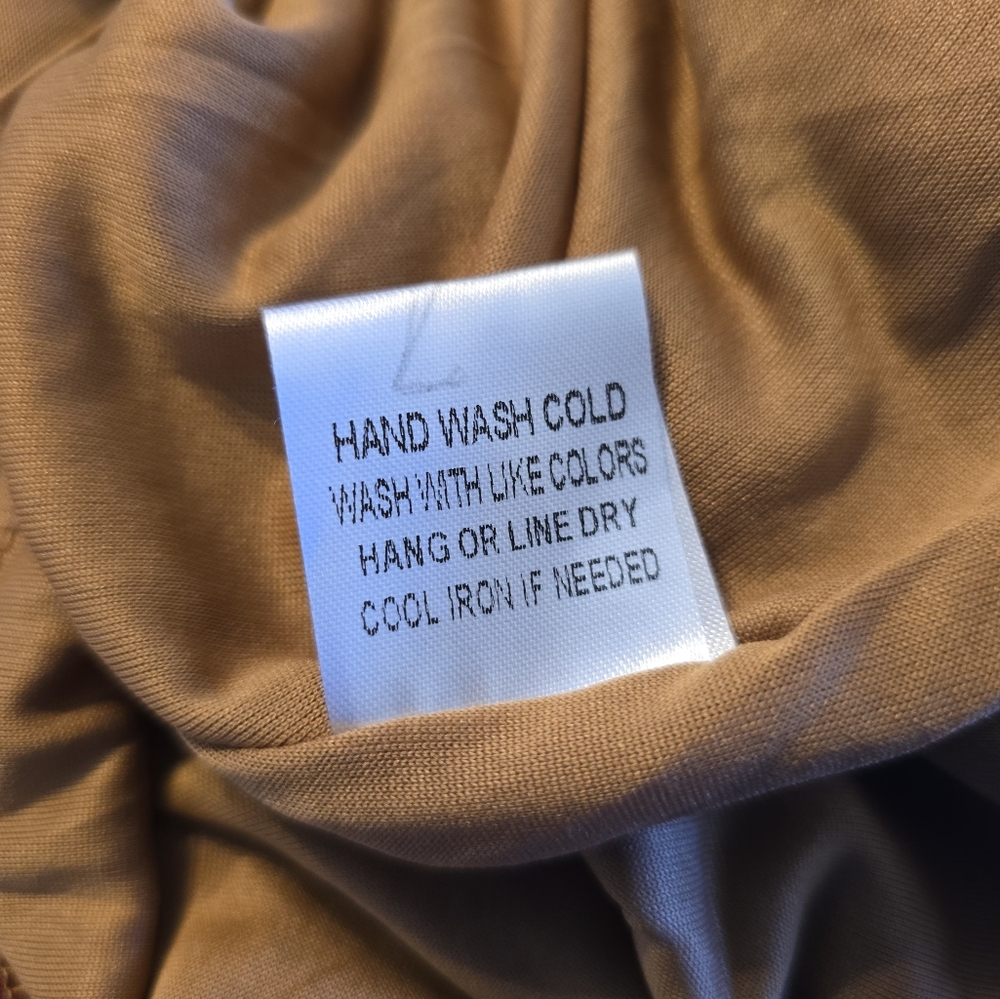 Baltic Born Boho Maxi Dress 3XL Tan Rust Tie Waist Long Sleeve Tiered Cottagecor - Picture 11 of 12